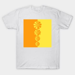 60's Bold Retro Mod Flowers in Orange and Yellow T-Shirt